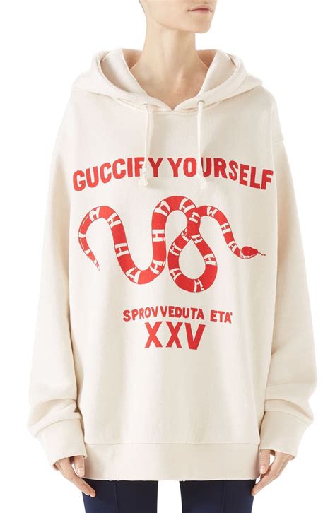 Shop Gucci Hooded Guccify Sweatshirt 